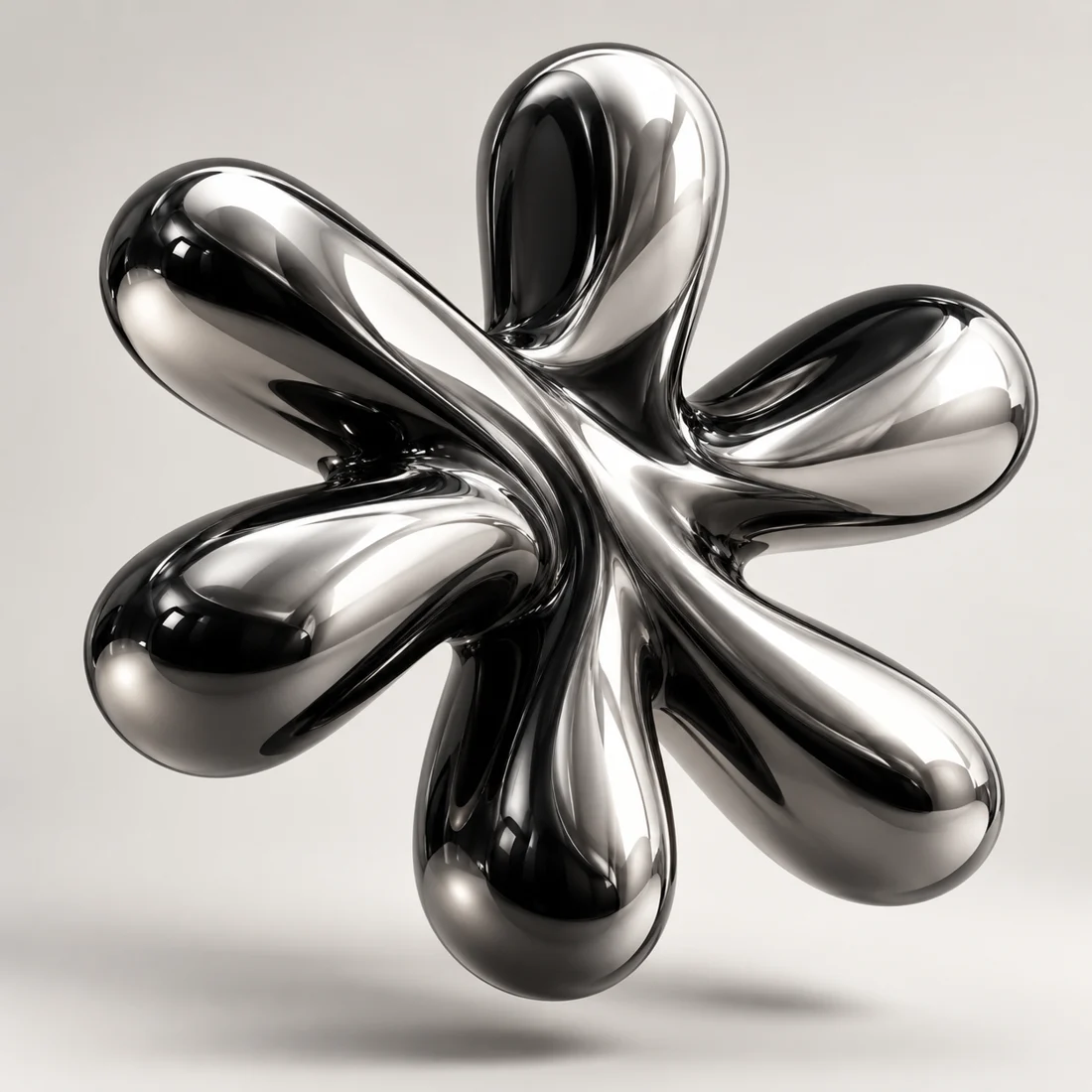 Reflective chrome sculpture expressing connected ideas
